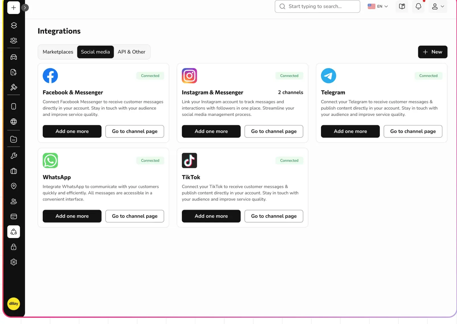 One vehicle published to marketplace and social channels
