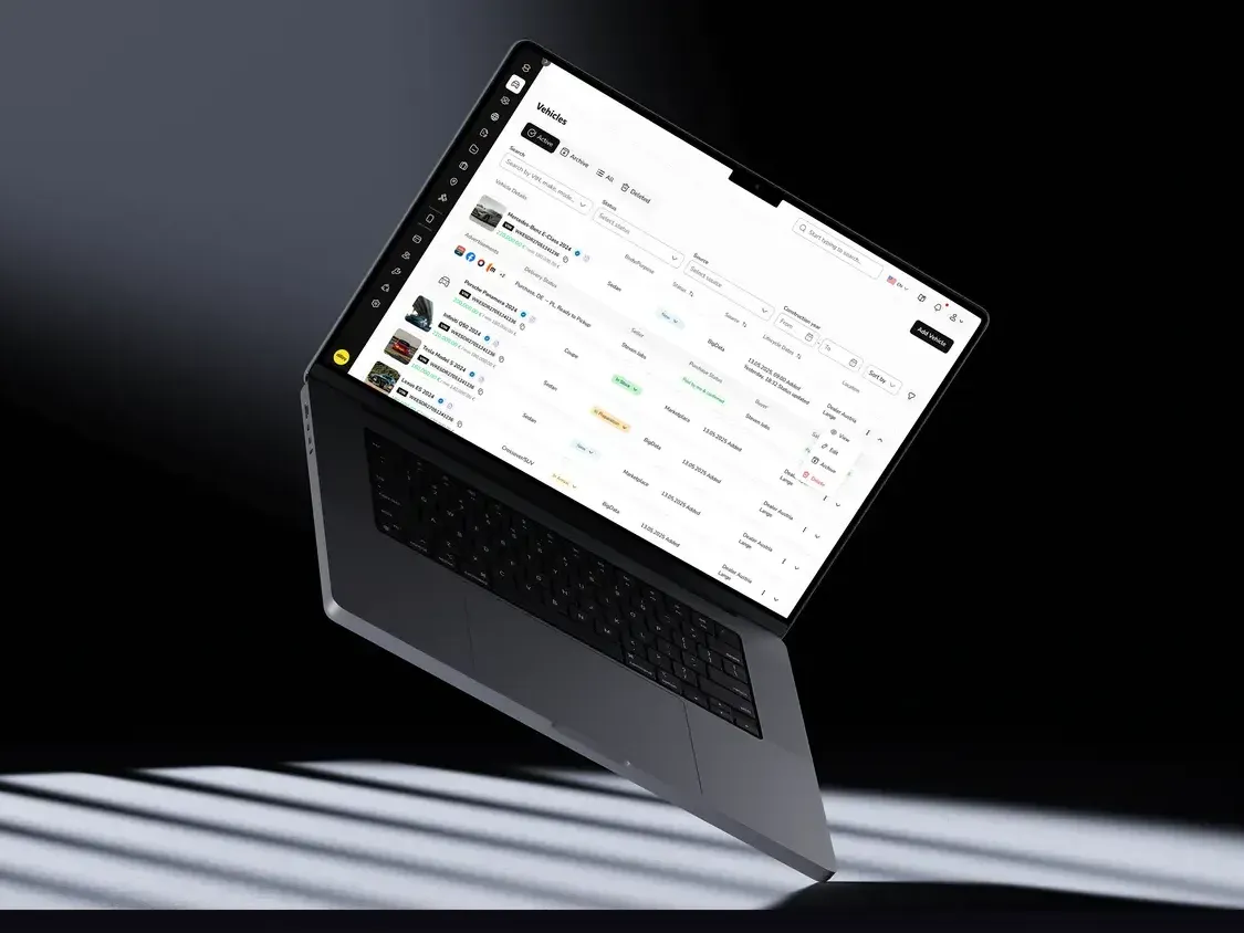 Dilizy DMS stock list on a laptop