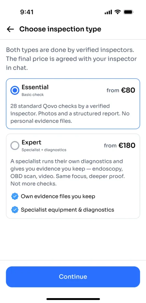 Current app: choosing a service