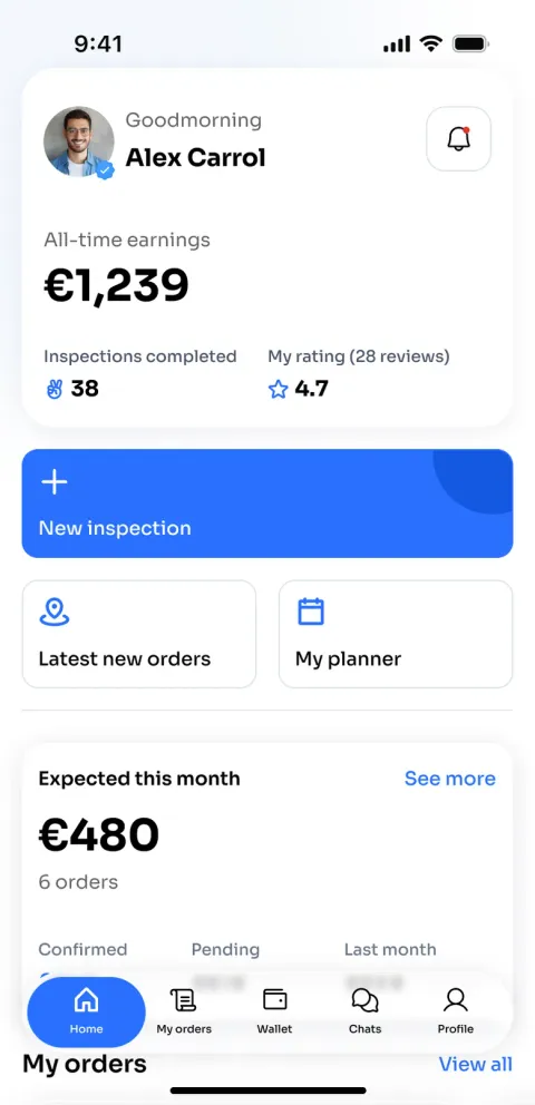 Current app: inspector home