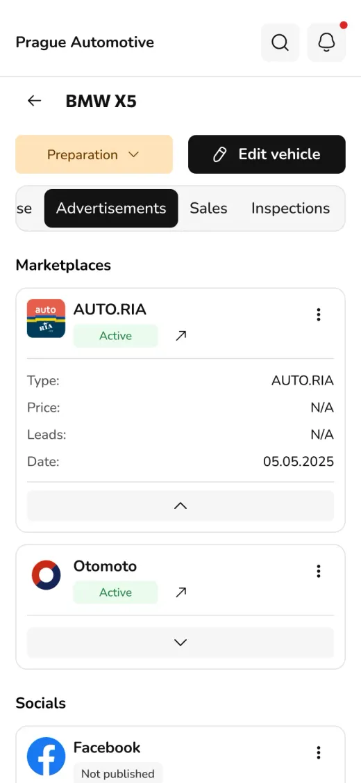 Marketplace connections in the app