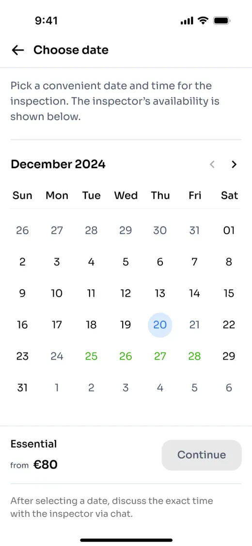 Choosing an inspection date