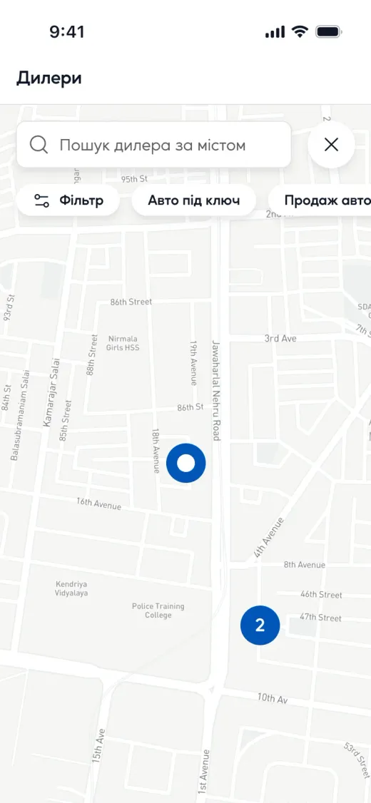 Dealers on a map
