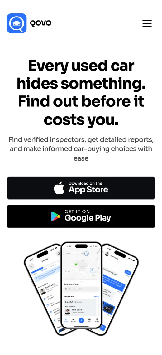 Qovo website on a phone