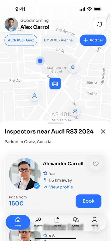 Qovo app, home screen